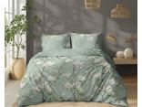 Pościel z bawełny 160x200 +2/70x80 magnolie na miętowym tle wz. 5497 a